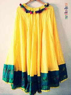 yellow n green Navratri Outfits, Navratri Collection, Cotton Lehenga, Navratri Chaniya Choli, African Print Skirt, Model Pics, Navratri Special, Yellow Colour, Chaniya Choli