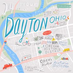 a map with the words dayton on it