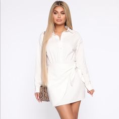 * Poplin Shirt Dress * Wrap Skirt * Long Sleeve * Button Collar Detail * 100% Cotton * Imported Elegant Button-up Mini Skirt For Spring, Elegant Button-up Fitted Mini Skirt, Elegant Fitted Button-up Mini Skirt, Summer Workwear Button-up Mini Skirt, Elegant Button-up Mini Skirt For Work, White Button-up Mini Dress For Night Out, Chic Button-up Mini Skirt For Day Out, Fitted Button-up Mini Skirt For Day Out, Spring Button-up Mini Skirt For Work