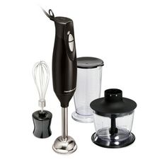 an electric hand blender and other kitchen appliances on a white background with clippings