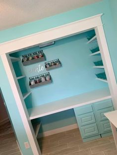 Closet School Room, Craft Room And Office Ideas, Craft Area In Closet, Desks In Closets Ideas, Closet Turned Craft Space, Craft Space In Closet, Turning Closet Into Craft Area, Closet Cricut Station, In Closet Desk Ideas