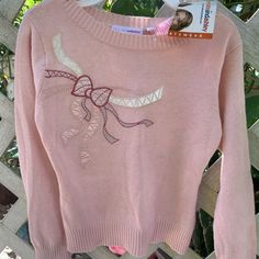 Nwtbeautiful Vintage “Mary Kate And Ashley” Knit Sweater Paired Wth New Route66 Jeans. Soft Knit Sweater Wth Delicate Ribbon Design And Flair Jeans Wth Fab Embroidered Back Pockets Jeans Size 5 Sweater Size 4/5 #Outfit #Vintage #Maryjate&Ashley #Bundle #Knit #Sweater #Fall #Winter #Comfy #Casual Fitted Pink Cute Sweater, Cute Fitted Pink Sweater, Coquette Things, Slasher Summer, Coquette Sweater, Throwing Fits, Sweater Jeans, Clothes For Women Over 50, Flair Jeans