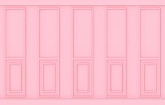 a pink wall with six doors on each side