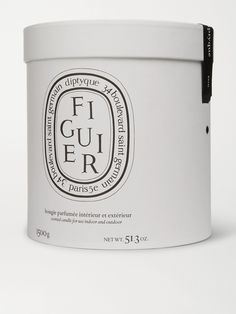 a white canister with black writing on the front and bottom that says figur paris