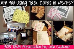 a collage of photos with text that says are you using task cards in mshs?