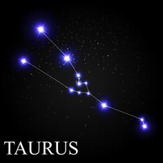 the zodiac sign taurus with stars in the night sky on a dark blue background