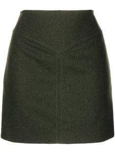 khaki virgin wool-cashmere blend high-waisted seam detailing concealed rear zip fastening straight hem thigh-high Wool Skirt Outfit, Green Wool Skirt, Skirt Png, Virgo Rising, Olive Skirt, Over The, Stylish Women Fashion, Fashion Design Clothes, Wool Skirts