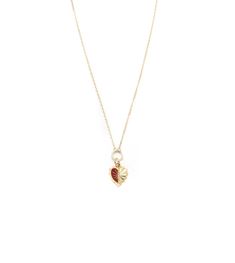 18K Gold Reflection Love Token Drop Necklace – FoundRae Heart Pendant Necklace With 17 Jewels As Gift, Engraved Heart Pendant Fine Jewelry Necklace, Engraved Heart Pendant Necklace In Fine Jewelry, Yellow Gold Birthstone Heart Pendant Necklace, Pragma Love, Playful Love, Types Of Love, Layered Bangles, Thread Chains