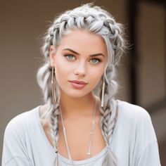 woman with Double Dutch Braids with Platinum Tones hair Double Dutch Braids, Hair Colors Ideas, Blonde Hair Colors, Double Dutch Braid, Dutch Braids, Double Dutch, Blonde Hair Color Ideas