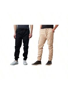 2-Pack Cotton Flex Stretch Cargo Jogger Pants
Modern-Fit Design - For A Generous Loose Fit, Buy One Size Up 
Stretch for Extra Comfort & Versatility 
Outer Adjustable Drawstring For Desired Comfort 
Elasticized Ribbed Waistband & Elasticized Ribbed Cuffs 
2-Side Pockets; 2-Cargo Pockets, 2-Back Pockets 
Imported - Made In China 
Materials: 96% Cotton, 4% Spandex 
Care Instructions: Machine Wash Cold2-Pack Men's Cotton Flex Stretch Cargo Jogger Pants Black & Khaki Casual,Street    Plain Jogger High Stretch  Men Clothing, size features are:Bust: ,Length: ,Sleeve Length: Cargo Jogger Pants, Casual Sweatpants, Cargo Joggers, Black Khakis, Men's Sweatpants, Men Clothing, Pants Black, Fashion Flats, Modern Fit