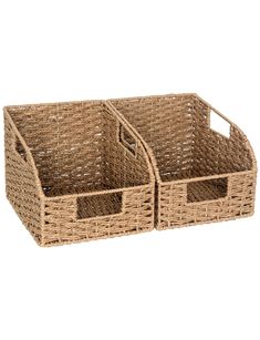 two wicker baskets sitting side by side