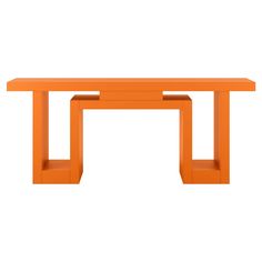 an orange table with two legs on it