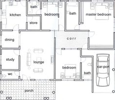 the floor plan for a three bedroom house with two car garages and living room