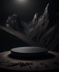 a round object sitting on top of a table in the middle of a night sky