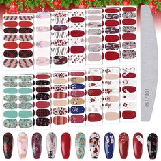 PRICES MAY VARY. ⛄⛄Exquisite Package - Came with 14 sheets nail decals in total, each sheets has 14pcs stickers. 7 types nail size stickers, which can meet your different decorative demands. These has 1 nail files strips included, which can help you apply nail stickers. ⛄⛄Easy to Use - Christmas nail stickers are self-adhesive; Just stick them on your nails, easy and time-saving. You can decorate your own style nails. There are many patterns for you to choose, which can meet your different decor Women Nail Art, Christmas Nail Polish, Christmas Nail Stickers, Nail Polish Stickers, Nail Polish Strips, Manicure Y Pedicure, Nails At Home, Christmas Nail, Nail Sizes