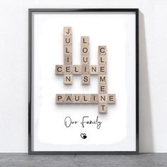 a scrabbled photo with the words pauline and julia on it in black frame