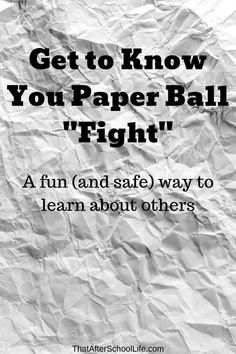 Paper Ball Fight; A Fun Get to Know you Game - That After School Life Paper Ball, Activity Day Girls, Church Youth, Primary Activities, Young Women Activities