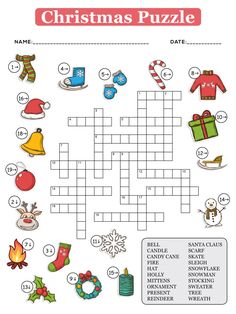 the christmas word search is shown in this printable crossword puzzle game for kids