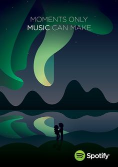 an advertisement for spotify's new music app, moments only music can make