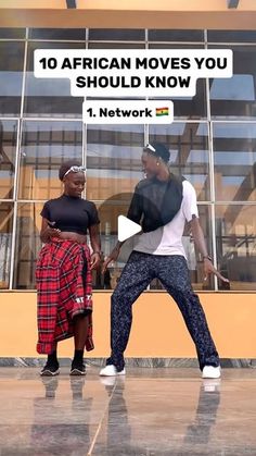 two people standing in front of a building with the words 10 african moves you should know