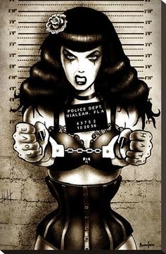 a drawing of a woman with handcuffs on her chest