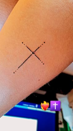 Traço fino tatto Cross Initial Tattoo, Women’s Small Cross Tattoo, Collar Bone Cross Tattoo, Cross Collarbone Tattoo, Infinity Tattoo With Cross, Cross Tattoos For Women Neck, Cross Family Tattoo, Cross Line Tattoo, Delicate Cross Tattoo For Women