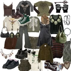 Astetics Clothing, Y2k Outfits Thrift, Earthy Grunge Outfits Vintage, Jungle Outfit Aesthetic, Outfit Ideas Whimsigoth, Fairy Goblin Core Outfits, Fairy Grunge Masculine Outfits