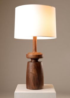 Lathe Turned Walnut Table Lamp by Michael Rozell | Chairish Walnut Table, Lathe, Lamp Design, Walnut, Table Lamp, Turn Ons, Lighting, Design