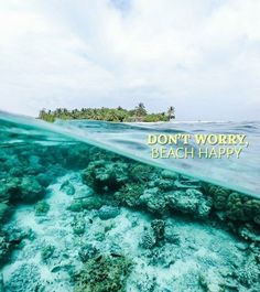 an underwater photo with the words don't worry, beach happy