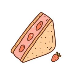 a piece of bread with strawberries on the side