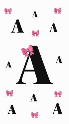 the letter a with pink bows on it