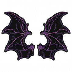 two bats with purple and black wings on white background