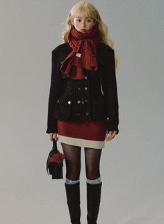 Red Knit Dress, Elegant Outfit Classy, Uni Outfits, Long Sleeve Knit Dress, Knitted Romper, Fashion Wishlist, Winter Outfits For Work, 가을 패션, Elegant Outfit