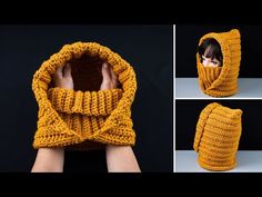 there is a crocheted hood that has been made to look like a sweater