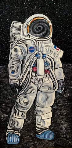 an astronaut standing on the moon with his hands in his pockets and looking up at the stars