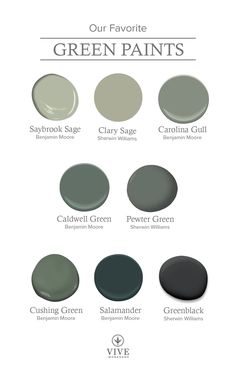 the different shades of green paint