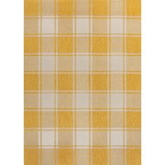 a yellow and white plaid fabric with small squares on the bottom, in various sizes