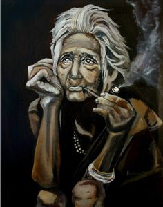 Old lady with a cigar Painting by Masha Bashtova | Saatchi Art Old Paintings Of Women, Paintings Of Women, Painting Old, Old Lady, Old Paintings, Painting Oil, Figure Painting, Cigars