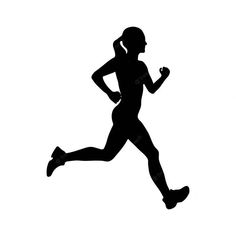 a silhouette of a running woman