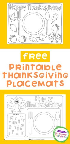 free printable thanksgiving placemats for kids to color and share with each other