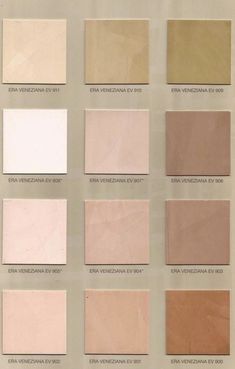 the different shades of paint are shown in various colors and sizes, including beiges, browns