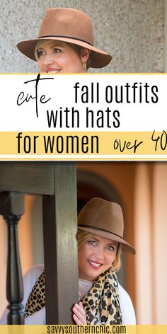 Brown Suede Hat Outfit, Vintage Outfits With Hats, How To Wear A Fedora Women Winter, Fall Outfit With Hat Women, Styles With Hats For Women, Fedora Fashion Women, Hats For Fall Women, Work Outfits With Hats For Women, Women Hats Fashion Winter