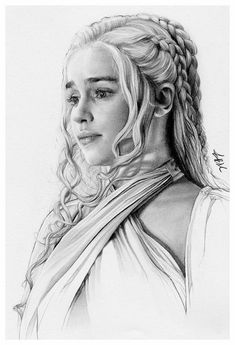 a pencil drawing of game of thrones character daeneria starke from game of thrones