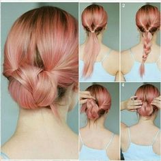 Super Easy Updos for Medium Hair Easy Updos For Medium Hair, Middle Hair, Up Dos For Medium Hair, Fishtail Braid, Easy Updos, Long Hair Updo