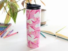 16oz stainless steel tumbler with my Kite Song pattern in a pink, yellow, and blue colorway. Perfect for keeping your morning coffee hot while watching the birds wake up! Specs: - Size: 16 Fluid oz.; Height: 8.75"; Circumference: 9"; Diameter: 2.87" - Material: Metal, Stainless Steel - Care: Hand Wash Only, Do Not Microwave - Lid: BPA-Free Plastic. Snap-Top Tumblers are made to order and will ship directly from my manufacturer. Stainless Steel Cups, Kites, Yellow And Blue, Cold Beverages, Stainless Steel Tumbler, Stainless Steel Tumblers, Cold Drinks, Pink Yellow, Morning Coffee