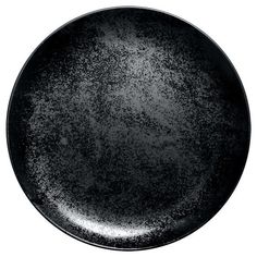 an empty black plate on a white background