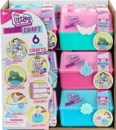 the littlest things micro craft 6 - piece set includes pink, blue and green boxes