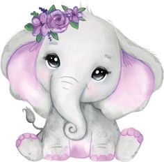 Elephant Wallpaper, Baby Animal Drawings, Elephant Drawing, Purple Bow, Cute Animal Illustration, Cute Animal Clipart, Cute Animals Images, Elephant Art, Cute Cartoon Animals