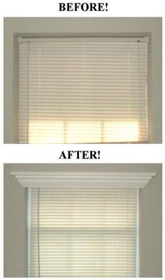 the before and after shots of a window with blind shades on it, showing how they are