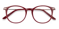 Quill Round Red Glasses for Women | Eyebuydirect Red Glasses Frames For Women, Red Frame Glasses, Silhouette Glasses, Glasses Inspo, Green Smokey Eye, Big Glasses, Red Eyeglasses, Metal Eyeglasses, Red Glasses